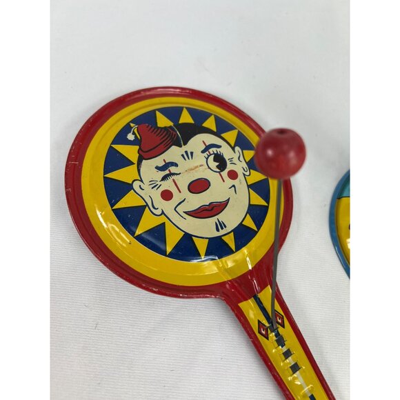 Vintage Tin Clown Litho Noise Maker Lot of 2 - Picture 2 of 7
